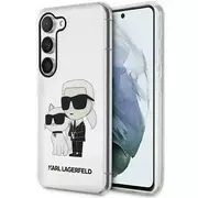 Etui i futerały do telefonów - Etui ochronne na telefon Karl Lagerfeld KLHCS23SHNKCTGT do Samsung Galaxy S23 S911  transparent hardcase Gliter Karl&Choupette - miniaturka - grafika 1