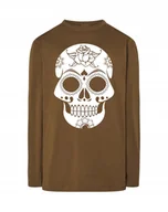 Koszulki męskie - Longsleeve męski nadruk biała CZASZKA SKULL r.L - miniaturka - grafika 1