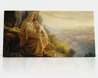 Ikony i obrazy sakralne - Jezus patrzący na Jerozolimę, obraz religijny na płótnie - miniaturka - grafika 1