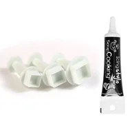 Formy do ciast - 3 kwadratowe plastikowe foremki do ciastek + czarny długopis - miniaturka - grafika 1