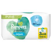 Chusteczki nawilżane - PAMPERS Harmonie Aqua chusteczki dziecięce nawilżane 3x 48 szt = 144 chusteczki - miniaturka - grafika 1