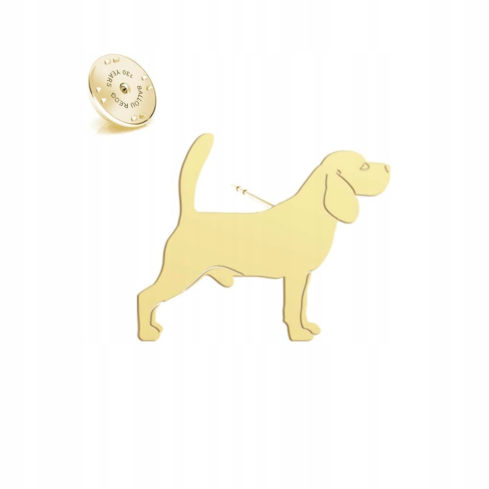 Wpinka Złota z Beagle PIN 925 Biżuteria Prezent DEDYKACJA GRATIS
