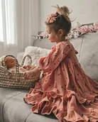 Sukienki i spódniczki dla dziewczynek - Sukienka Muślinowa Pink Heart - miniaturka - grafika 1