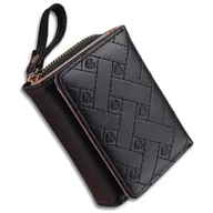 Portfele - Damski Portfel zapięcie portmonetka Skóra Karty czarny w serca Pojemny - miniaturka - grafika 1