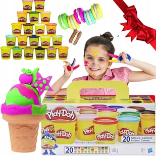 CIASTOLINA PLASTELINA PLAY DOH TUBY 20 KOLORÓW 20-PAK HASBRO PUDEŁKO KUBKI - Masy plastyczne - miniaturka - grafika 1