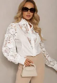 Koszule damskie - Biała Koszula Koronkowa Zapinana na Guziki Aneries - miniaturka - grafika 1