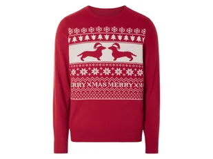 LIVERGY® Sweter świąteczny męski z dzianiny (XL(56/58), Czerwony) - Swetry męskie - miniaturka - grafika 1