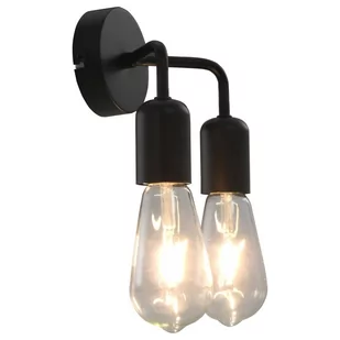 vidaXL Kinkiet z żarówkami żarnikowymi, 2 W, czarny, E27 - Lampy ścienne - miniaturka - grafika 1