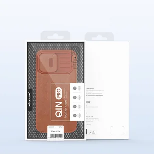 Nillkin Qin Leather Pro Case etui iPhone 14 Pro osłona na aparat kabura pokrowiec obudowa z klapką brązowy - Etui i futerały do telefonów - miniaturka - grafika 5
