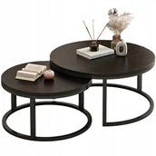 Ławy i stoliki kawowe - Stolik kawowy okrągły zestaw 2 stolików czarnych nowoczesne - miniaturka - grafika 1