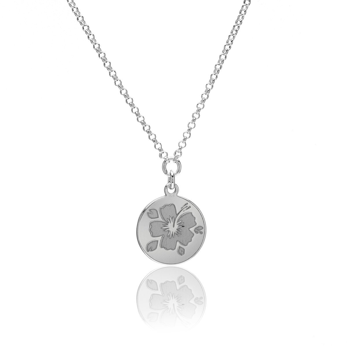 Naszyjnik kwiat hawajski srebrny
