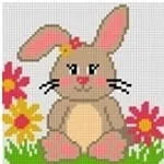 Pasmanteria - Ariadna, kanwa z nadrukiem zajączek 1038 - miniaturka - grafika 1