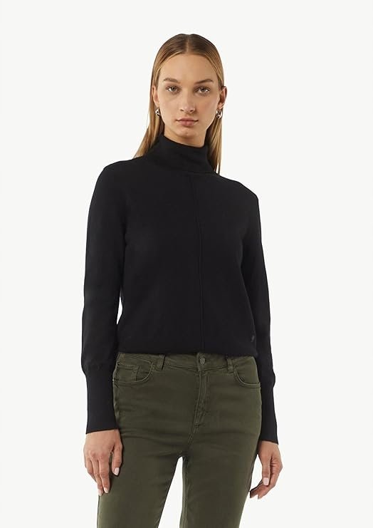 COMMA CZARNY ELEGANCKI SWETER Z GOLFEM I DŁUGIM RĘKAWEM 40 6EA