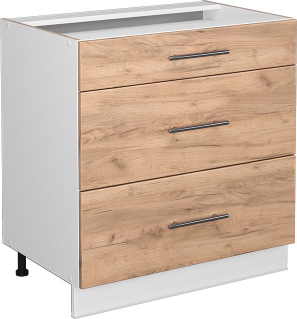 Vicco Szafka łazienkowa Fame-Line, 80 x 81.6 cm z 3 szufladami, bez blatu roboczego, Złoty dąb energetyczny/Biały