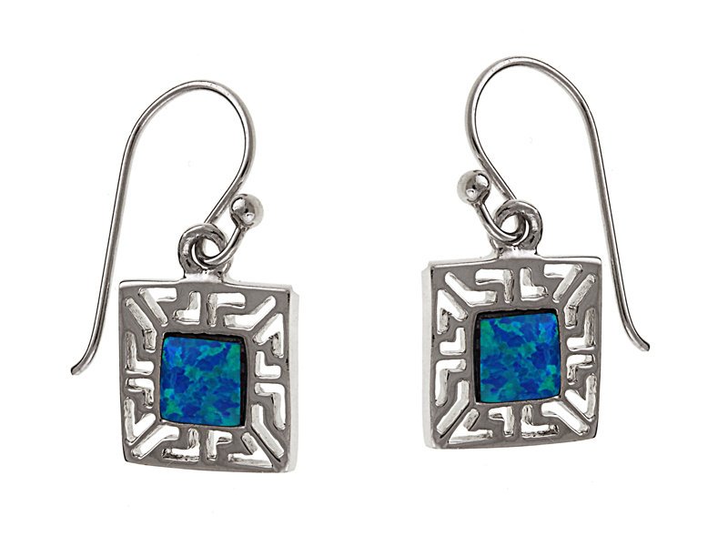 Kolczyki srebrne rodowane niebieski opal k1573 - 4,8 g.