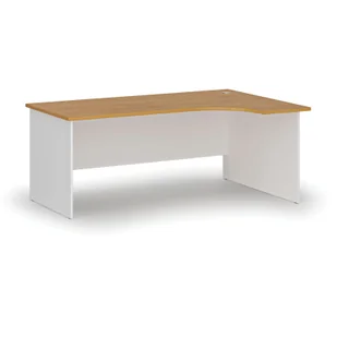 Biurko narożne PRIMO WHITE, 1800 x 1200 mm, prawe, biały/buk - Biurka - miniaturka - grafika 1