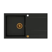 Zlewozmywaki - QUADRON Zlew EVAN 111 czarny mat VERY BLACK) + syfon miedź HCQE8650U7_PVDC1) - miniaturka - grafika 1