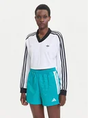 Bluzki damskie - adidas Bluzka adicolor Football Jacquard JV9740 Biały Loose Fit - miniaturka - grafika 1