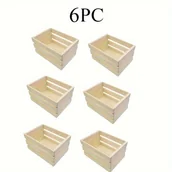 Inne - 6-pak drewnianych koszyków do przechowywania, otwarte skrzynki drewniane w stylu Art do organizowania drobnych przedmiotów, kosze, pojemniki i - miniaturka - grafika 1