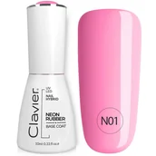 Lakiery hybrydowe - Luxury Neon Rubber Base kolorowa baza kauczukowa N01 Pink Rainbow 10ml - miniaturka - grafika 1