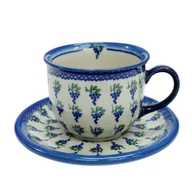 Filiżanki - Ceramiczna filiżanka ze spodkiem Ceramika Bolesławiec - miniaturka - grafika 1