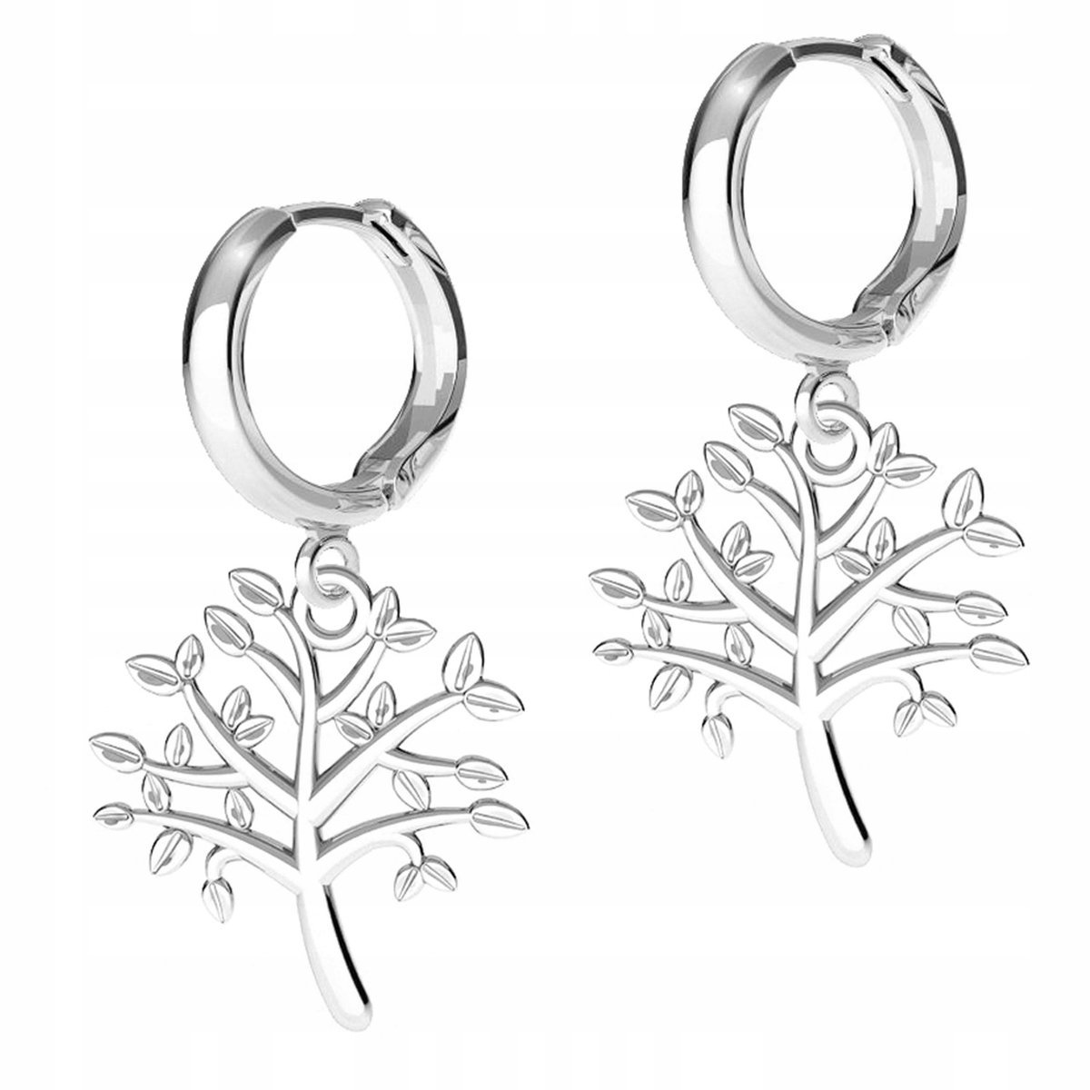 Kolczyki Srebrne Drzewo Drzewko Życia Drzewa Gałązki z Liśćmi SREBRO 925