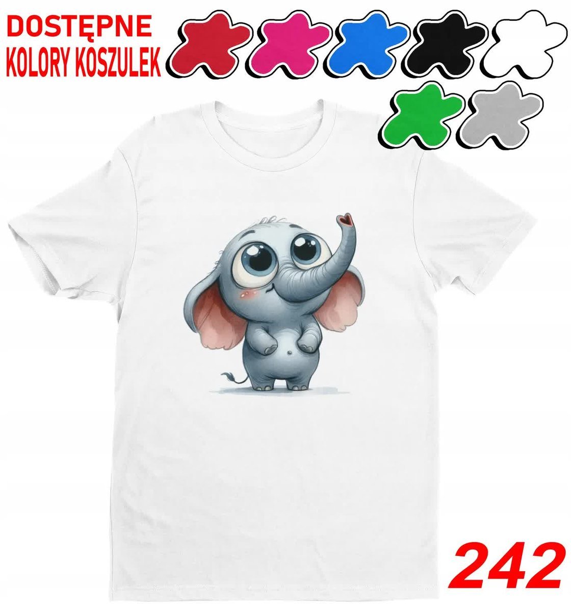 Dziecięca Koszulka T-Shirt Z Nadrukie Wybór Zwierzęta Jungla Słoń-L 146-152