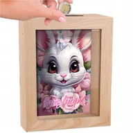 Skarbonki - SKARBONKA DREWNIANA NA PIENIĄDZE KRÓLIK KRÓLIKI ZAJĄC PREZENT DLA DZIECKA - miniaturka - grafika 1