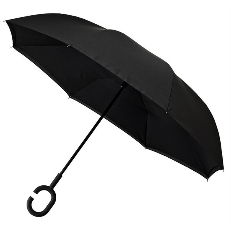 Odwrócony parasol z podwójnym materiałem Revers czerń