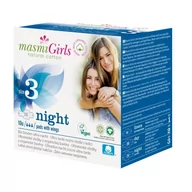 Podpaski - Masmi YOVEE Girls ultracienkie bawełniane podpaski higieniczne na noc ze skrzydełkami dla nastolatek x 10 szt - miniaturka - grafika 1