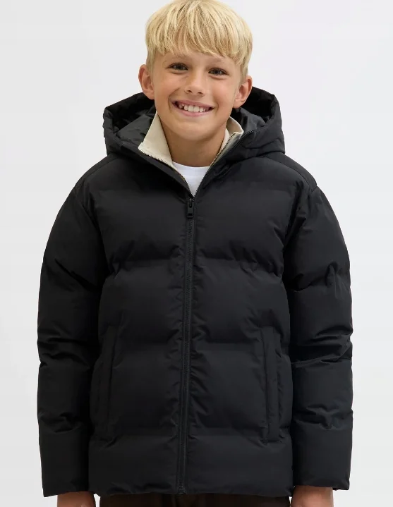 JACK & JONES MŁODZIEŻOWA ZIMOWA PIKOWANA KURTKA Z KAPTUREM 152 12FA