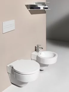 Laufen Val Zestaw Toaleta WC podwieszana 53x39 cm Rimless bez kołnierza z deską wolnoopadającą biały H8202810000001+H8942810000001 - Miski WC - miniaturka - grafika 1