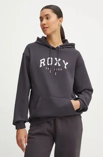 Roxy bluza Surf Stoked damska kolor szary z kapturem z nadrukiem ERJFT04899 - Bluzy damskie - miniaturka - grafika 1