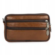 Nerki - Saszetka Męska Do Paska Na Telefon Portfel Skórzana Pojemna Jasny Brąz - miniaturka - grafika 1