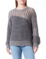 Swetry damskie - Sisley Damski sweter L/S 118UM101J, wielokolorowy, fioletowy i biały 7V7, M - miniaturka - grafika 1