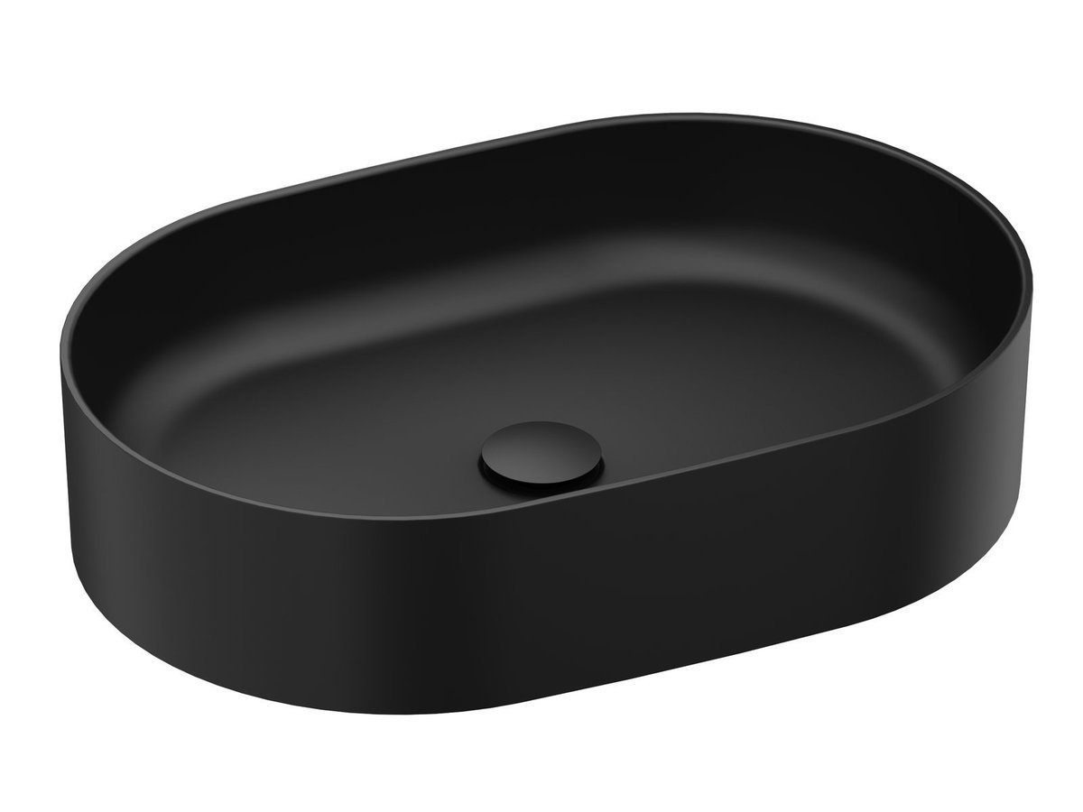 Ravak Owalna umywalka ceramiczna nablatowa CERAMIC O Slim 550 czarny mat 1szt