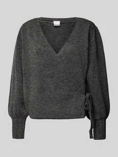 Sweter z dzianiny z wiązanym detalem model ‘HOLENE’ - Swetry damskie - miniaturka - grafika 1