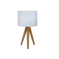 Lampy stojące - Drewniana lampa stołowa Kullen z białym abażurem na trójnogu - miniaturka - grafika 1