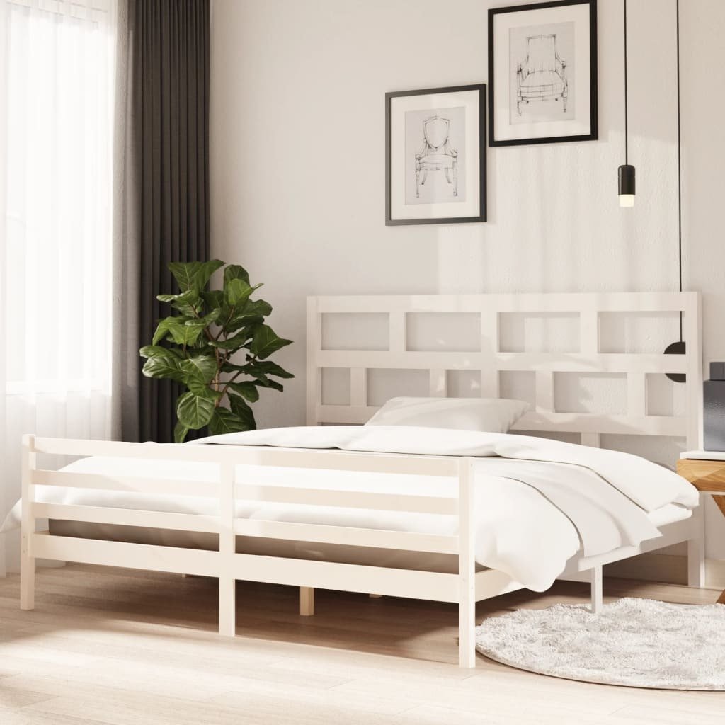 Łóżko z litego drewna sosna biała 200x200 cm