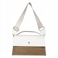 Torebki damskie - Torebka Damska EGO Skórzana Listonoszka Pojemna Na Ramię Elegancka Beżowa - miniaturka - grafika 1