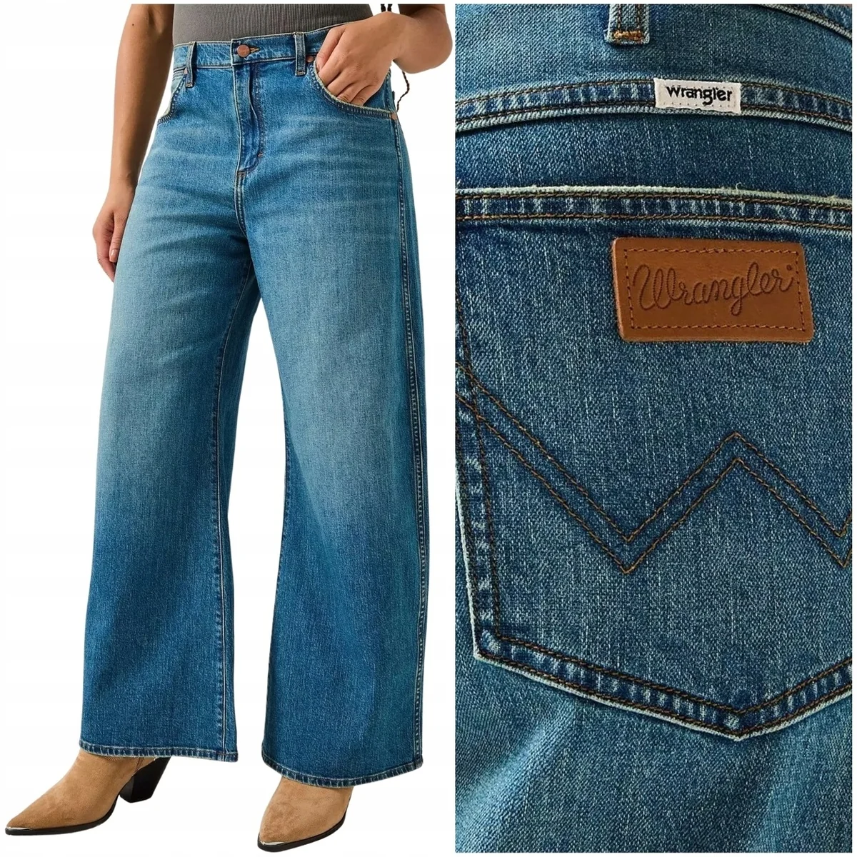 Wrangler Low Rise Big Baggy luźne wysokie damskie spodnie jeansowe W27 L32