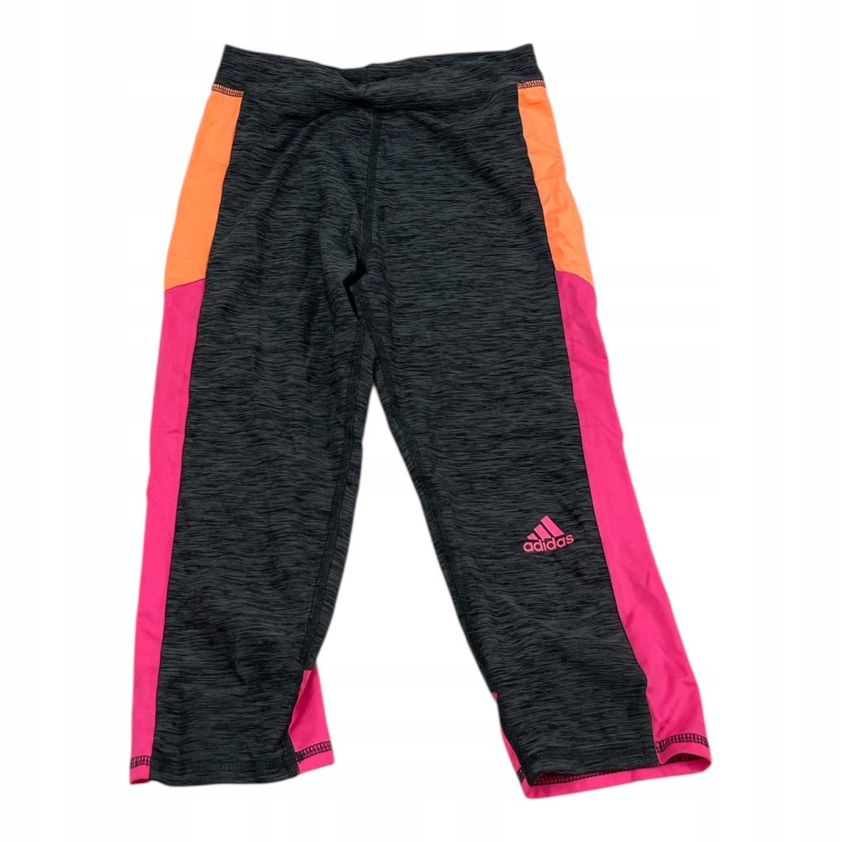Adidas legginsy sportowe 3/4 M 10-12 lat czarno-różowe