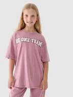 Koszulki dla dziewczynek - 4F T-shirt z nadrukiem dziewczęcy - różowy 122 (6-7 lat) - miniaturka - grafika 1