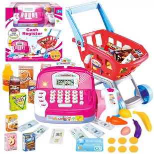 Kasa fiskalna sklepowa dla dzieci ZESTAW XXL + kosz wózek na zakupy SKLEP - Zabawy w naśladowanie dorosłych - miniaturka - grafika 1