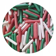 Dodatki do ciast w proszku - POSYPKA CUKROWA Duże Pałeczki MAKARONI białe czerwone zielone MIX 20g - miniaturka - grafika 1