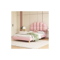 Łóżka dla dzieci i młodzieży - Łóżko tapicerowane 90x200 cm, łóżko dziecięce z drewnianym stelażem, pojedyncze, różowe - miniaturka - grafika 1