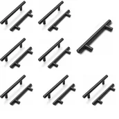 Zawiasy, okucia i inne akcesoria - Zestaw 15 czarnych uchwytów do szafek kuchennych, środek z aluminium 128 mm, matowe czarne uchwyty. - miniaturka - grafika 1