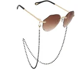 Akcesoria do okularów - Łańcuszek ozdobny do okularów złoty w czarne kuleczki SLA-11 - miniaturka - grafika 1