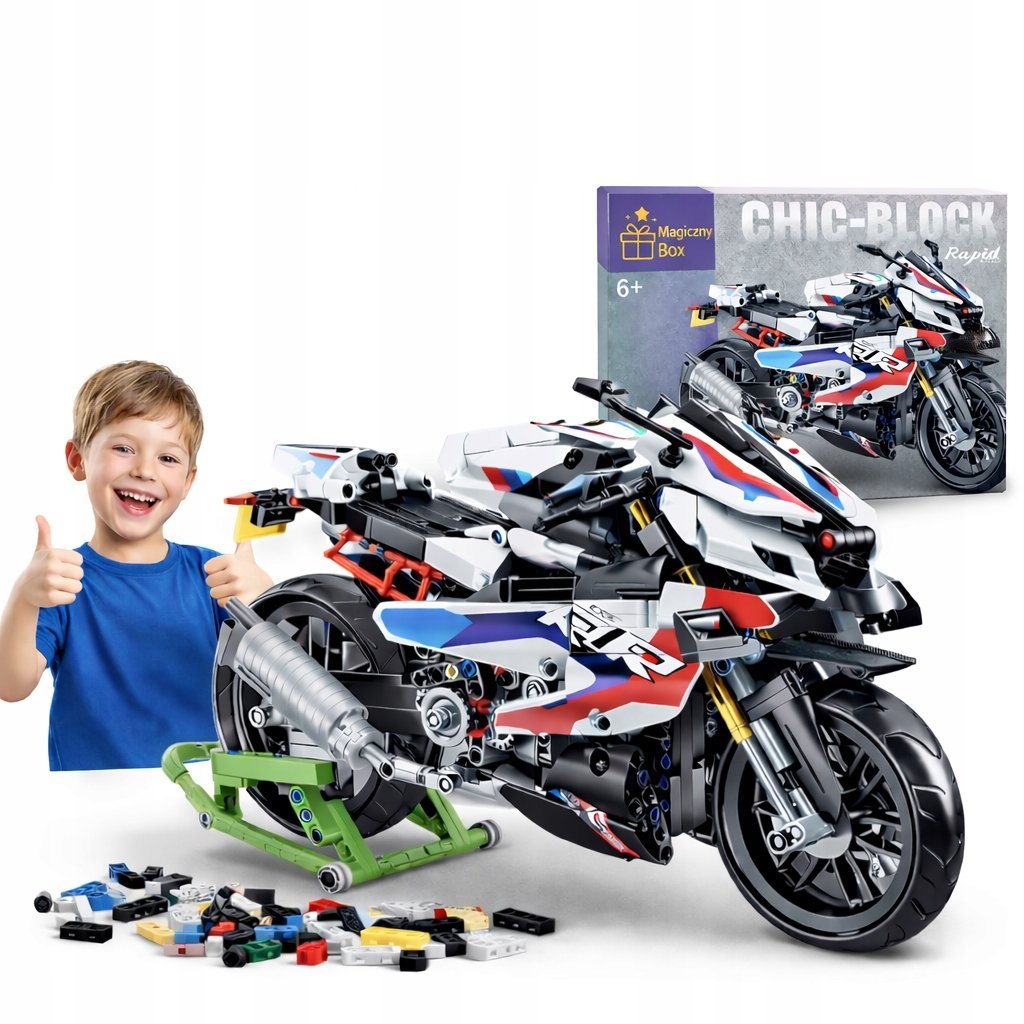 MOTOCYKL BMV 1000 RR 912 EL KLOCKI KONSTRUKTOR ZABAWKI DLA DZIECI MOTOR