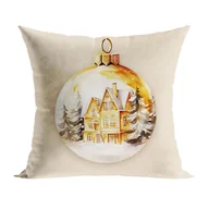 Poszewki na poduszki - Poszewka ��wi��teczna 40x40 Velvet Z��ota bombka be��owa - miniaturka - grafika 1